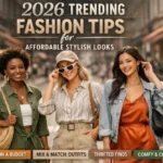 A collage of trendy 2026 fashion looks featuring monochrome cream outfits, sustainable accessories, and vibrant chartreuse accents for an affordable stylish aesthetic.