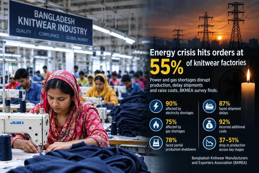 Energy crisis hits orders at 55% of Bangladesh knitwear factories